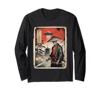 Samurai Skeleton Warrior Giapponese Giappone UFO Ukiyo-e Art Maglia a Manica