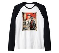 Samurai Skeleton Warrior Giapponese Giappone UFO Ukiyo-e Art Maglia con Maniche Raglan
