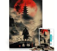 Samurai Solitude Red Moon Puzzle da 1000 pezzi per adolescenti, stimola la memoria, favorisce la calma, favorisce l'assemblaggio e crea una piacevole sorpresa (50x75cm)