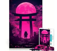 Samurai sotto la luna rosa - Puzzle da 1000 pezzi per adulti - Regalo - Gioco di logica stimolante - Gioco rilassante - Bordi chiari - Regalo sincero (50x75cm)