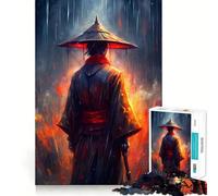 Samurai sotto la pioggia e il fuoco, puzzle da 1000 pezzi per adolescenti, gioco di logica, divertimento al chiuso, bordo premium, regalo memorabile (38x52cm)