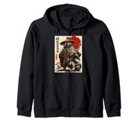 Samurai Tanuki Procione Giapponese Cane Guerriero Animale Felpa con Cappuccio