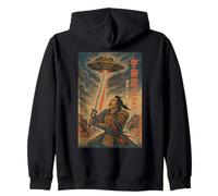 Samurai vs UFO - Vintage Japanese Sci-Fi Warrior Design Felpa con Cappuccio