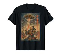 Samurai vs UFO - Vintage Japanese Sci-Fi Warrior Design Maglietta