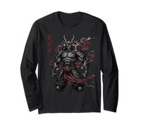 Samurai Warrior Demon Dark Fantasy Manga Giapponese Maglia a Manica