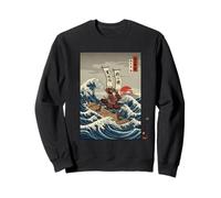 Samurai Warrior on The Waves Japanese Ukiyo-e Ispirato Felpa