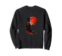 Samurai Warrior Red Moon Inchiostro Giapponese Art Style Felpa