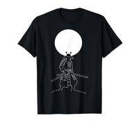 Samurai Warrior Rising Moon Giapponese Silhouette Design Maglietta