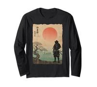 Samurai Warrior Rising Sun Arte Giapponese Maglia a Manica