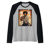 Samurai Warrior Saying Katana Forza Onore Uomini Donne Giappone Maglia con Maniche Raglan