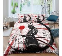 samurai warriorSet Di Copripiumino microfibra morbida 3 Pezzi stampa 3D con cerniera graffiti street art copripiumino con federe soffice ultra morbido for ragazze Single（135x200cm）