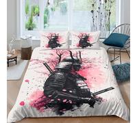 samurai warriorSet Di Copripiumino morbida Set di 3 Pezzi stampa di 3D cerniera nascosta Japanese art style_ copripiumino incluso federe aiosa ultra morbido for coppie Super king（260x220cm）