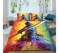 samurai warriorSet Di Copripiumino ultra microfibra 3 Pezzi stampa 3D con cerniera digital art style copripiumino con federe soffice ultra morbido for ragazze Super king（260x220cm）
