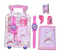 SAMVARDHAN Set regalo di cancelleria 7 in 1 per bambini, set di articoli di cancelleria con orologio digitale, temperamatite, gomma, 2 matite, custodia a portafoglio regalo per bambini (GIFTSET-9005
