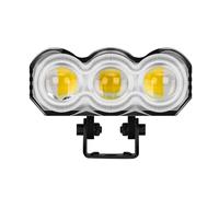 SAMWDK Faro Moto Anteriore Faretto LED Moto Per Camion Fuoristrada Faro Super Luminoso 3 Lenti Bianco Giallo RGB Luce Lavoro Abbagliante/Anabbagliante Lampada Fendinebbia Guida(1 pz)