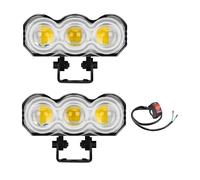 SAMWDK Faro Moto Anteriore Faretto LED Moto Per Camion Fuoristrada Faro Super Luminoso 3 Lenti Bianco Giallo RGB Luce Lavoro Abbagliante/Anabbagliante Lampada Fendinebbia Guida(2PCS Switch)