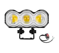 SAMWDK Faro Moto Anteriore Faretto LED Moto Per Camion Fuoristrada Faro Super Luminoso 3 Lenti Bianco Giallo RGB Luce Lavoro Abbagliante/Anabbagliante Lampada Fendinebbia Guida(1PCS Switch)