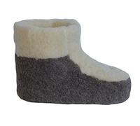 SamWo, 100% pura lana di pecora, pantofole in lana, scaldapiedi, stivali, stivali b/w 35-48, Marrone Bianco Lana, 39/40 EU