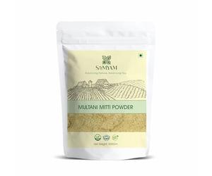 SAMYAM Polvere detergente per il viso Multani Mitti - 500 g | Terra di Fuller, argilla bentonitica, argilla curativa indiana