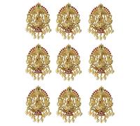 Samyuktha Jadai - Forcina per capelli placcata oro dell'India meridionale, gioiello antico per capelli Choti Jadai Billai, spilla per capelli con gancio, gioiello da sposa (design 02, rosso)