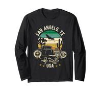 San Angelo TX USA Hotrod Retro Desert Tramonto Style Design Maglia a Manica