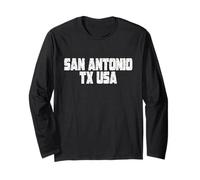 San Antonio City, stile retrò vintage, Texas, TX, Stati Uniti Maglia a Manica