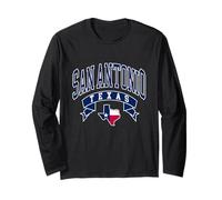 San Antonio Vintage Atletico Tipografia con Texas Mappa Maglia a Manica