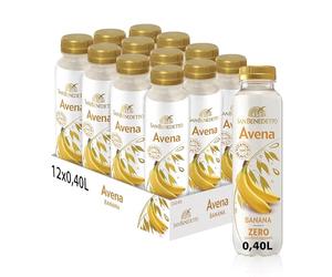 San Benedetto Avena alla Banana. Bevanda vegetale gustosa e nutriente, Zero Zuccheri aggiunti, fonte di vitamine, 12x400 ml PET.