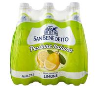 San Benedetto Limone Zero, Bibita Analcolica Gassata, 6 x 750 ml, Zero Zuccheri Aggiunti e Pochissime Calorie, Rinfrescante e Leggera