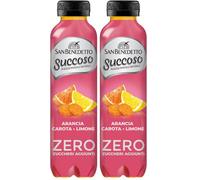 San Benedetto, Succoso Zero alla Arancia, Carota e Limone, 400 ml Bevanda Leggera e Dissetante in Acqua Minerale Naturale, Senza Zuccheri, Conservanti Coloranti e Glutine (Confezione da 2)