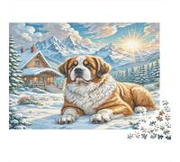 San Bernardo - Carta spessa e resistente - San Bernardo nella baita innevata all’alba - Puzzle per anziani - Regalo Secret Santa rilassante - 38x26cm/1000 pezzi