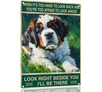 San Bernardo "Guarda Proprio Accanto A Te" Targa In Metallo Nostalgic Placca Murale Pittura Poster Con Placca Per Giardino Club Toilette 20X30 Cm