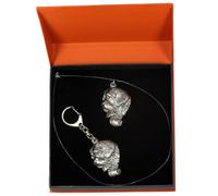 San Bernardo - set con un cane, gioielli in una scatola arancione Art Dog IT