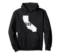 San Diego 619 Codice Area California State Map Pride Vintage Felpa con Cappuccio