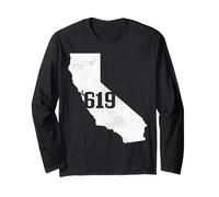 San Diego 619 Codice Area California State Map Pride Vintage Maglia a Manica
