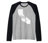 San Diego 619 Codice Area California State Map Pride Vintage Maglia con Maniche Raglan