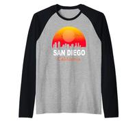 San Diego California State USA Vintage Sunset Retro City Maglia con Maniche Raglan