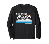 San Diego California Vintage 80s Vacanza Tropicale Tramonto Maglia a Manica