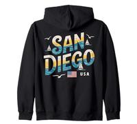 San Diego USA Nautica Costiera Città Viaggio Felpa con Cappuccio