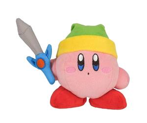San-Ei - Official Kirby Peluche con spada, 10 cm - Licenza Nintendo