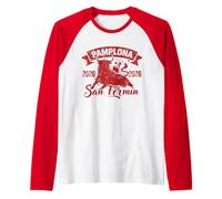 San Fermín 2026 Corsa dei Tori Pamplona Spagna Fiesta Maglia con Maniche Raglan