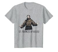 San Francesco Cattolico San Francesco d'Assisi Maglietta, Bambini, Grigio Melange, 8 Anni