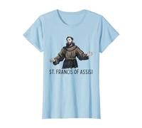 San Francesco Cattolico San Francesco d'Assisi Maglietta, Donna, Celeste, 3XL