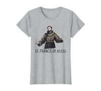 San Francesco Cattolico San Francesco d'Assisi Maglietta, Donna, Grigio Melange, 3XL