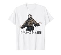 San Francesco Cattolico San Francesco d'Assisi Maglietta, Uomo, Bianco, 4XL