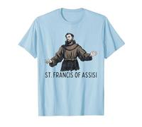 San Francesco Cattolico San Francesco d'Assisi Maglietta, Uomo, Celeste, XXL