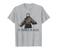 San Francesco Cattolico San Francesco d'Assisi Maglietta, Uomo, Grigio Melange, L