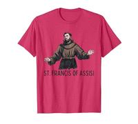 San Francesco Cattolico San Francesco d'Assisi Maglietta, Uomo, Rosso mélange, S