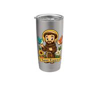 San Francesco d'Assisi Patrono degli Animali Chibi Cattolico Bicchiere termico in acciaio inox doppia parete