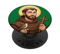 San Francesco d'Assisi Patrono Uccelli Animali Cattolico San PopSockets PopGrip Adesivo